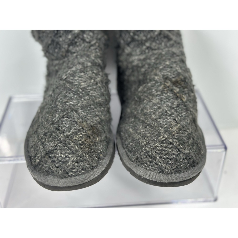 UGG 3066 Lattice Cardy Gray Sweater Knit 3 Button Winter Sock Boots Womens 7 - Picture 4 of 9